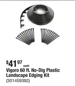The Home Depot Vigoro 60 ft. No-Dig Plastic Landscape Edging Kit offer