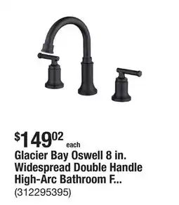 The Home Depot Glacier Bay Oswell 8 in. Widespread Double Handle High-Arc Bathroom Faucet in Matte Black offer