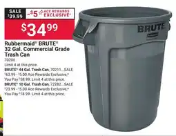 Ace Hardware Rubbermaid BRUTE 32 Gal. Commercial Grade Trash Can offer