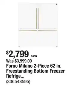 The Home Depot Forno Milano 2-Piece 62 in. Freestanding Bottom Freezer Refrigerator in White, 34.4 cu. ft offer