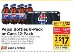 ShopRite Pepsi Bottles 8-Pack or Cans 12-Pack offer