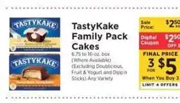 ShopRite TastyKake Family Pack Cakes offer