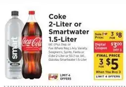 ShopRite Coke 2-Liter or Smartwater 1.5-Liter offer