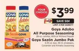 ShopRite Goya Adobo All Purpose Seasoning / Goya Sazón Jumbo Pak offer