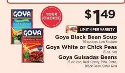 ShopRite Goya Black Bean Soup, Goya White or Chick Peas, Goya Guisadas Beans offer
