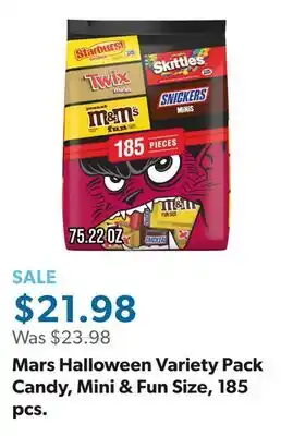Sam's Club Mars Halloween Variety Pack Candy, Mini & Fun Size, 185 pcs offer