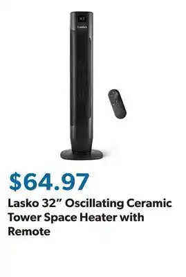Sam's Club Lasko 32 Oscillating Ceramic Tower Space Heater with Remote offer