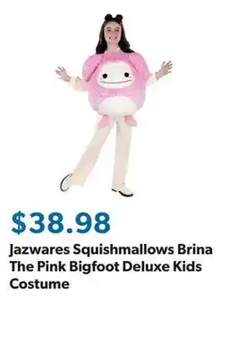 Sam's Club Jazwares Squishmallows Brina The Pink Bigfoot Deluxe Kids Costume offer