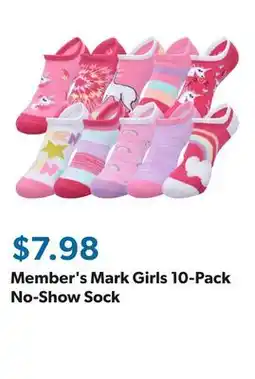 Sam's Club Member's Mark Girls 10-Pack No-Show Sock offer