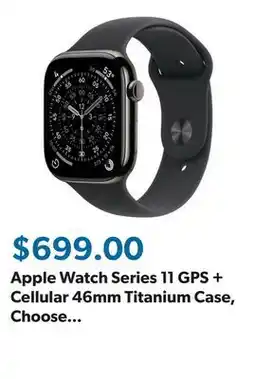 Sam's Club Apple Watch Series 11 GPS + Cellular 46mm Titanium Case, Choose Color and Size offer
