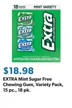 Sam's Club EXTRA Mint Sugar Free Chewing Gum, Variety Pack, 15 pc., 18 pk offer