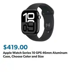 Sam's Club Apple Watch Series 10 GPS 46mm Aluminum Case, Choose Color and Size offer
