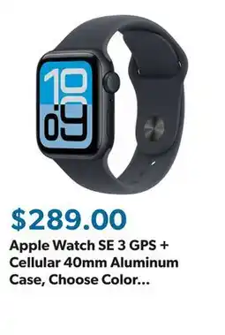 Sam's Club Apple Watch SE 3 GPS + Cellular 40mm Aluminum Case, Choose Color and Size offer