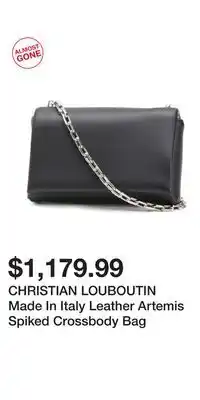 TJ Maxx CHRISTIAN LOUBOUTIN Made In Italy Leather Artemis Spiked Crossbody Bag offer