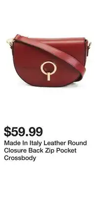 TJ Maxx Made In Italy Leather Round Closure Back Zip Pocket Crossbody offer