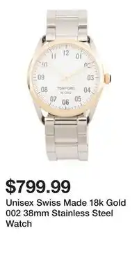 TJ Maxx Unisex Swiss Made 18k Gold 002 38mm Stainless Steel Watch offer