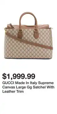 TJ Maxx GUCCI Made In Italy Supreme Canvas Large Gg Satchel With Leather Trim offer