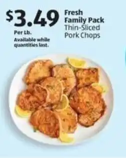 Aldi Fresh Family Pack Thin-Sliced Pork Chops offer