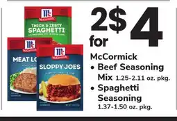ACME McCormick Beef Seasoning Mix 1.25-2.11 oz. pkg., Spaghetti Seasoning 1.37-1.50 oz. pkg offer