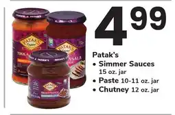 ACME Patak's Simmer Sauces 15 oz. jar Paste 10-11 oz. jar Chutney 12 oz. jar offer