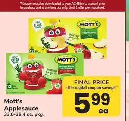 ACME Mott's Applesauce offer