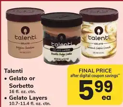 ACME Talenti Gelato or Sorbetto 16 fl. oz. ctn., Gelato Layers 10.7-11.4 fl. oz. ctn offer