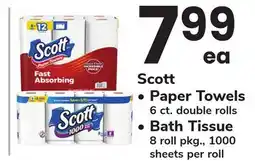 ACME Scott Paper Towels 6 ct. double rolls, Bath Tissue 8 roll pkg., 1000 sheets per roll offer