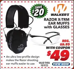 Big 5 Walkers Game Ear Razor X-TRM Ear Muffs with Glasses offer