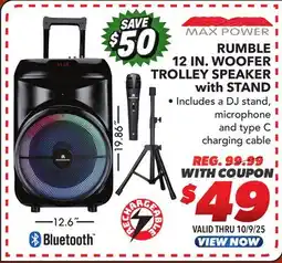 Big 5 Max Power Rumble 12 Woofer Bluetooth Trolley Speaker with Stand offer