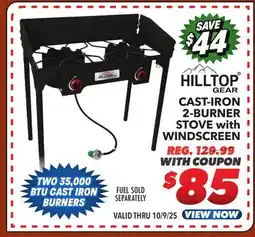 Big 5 Hilltop Gear Cast-Iron 2-Burner Stove with Windscreen offer