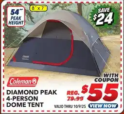 Big 5 Coleman Diamond Peak 4-Person Dome Tent offer