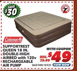 Big 5 Coleman SupportRest Queen 18 Double High Airbed with 120V Rechargeable Air Pump offer