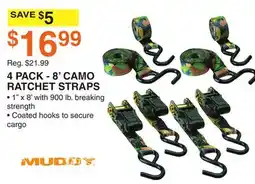Dunham's Sports MUDDY 4 PACK-8' CAMO RATCHET STRAPS offer