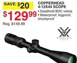 Dunham's Sports VORTEX COPPERHEAD 4-12X44 SCOPE offer