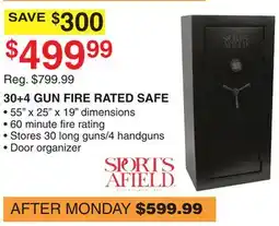 Dunham's Sports SPORTS AFIELED 30+4 GUN FIRE RATED SAFE offer