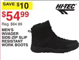 Dunham's Sports HI-TEC MEN'S INVADER SIDE-ZIP SLIP RESISTANT WORK BOOTS offer
