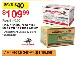 Dunham's Sports WINCHESTER USA 5.56MM, 5.56 FMJ M855 OR 223 FMJ AMMO offer