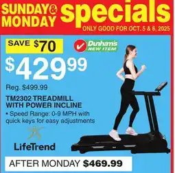 Dunham's Sports TM2302 TREADMILL WITH POWER INCLINE offer
