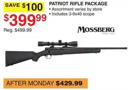 Dunham's Sports MOSSBERG PATRIOT RIFLE PACKAGE offer