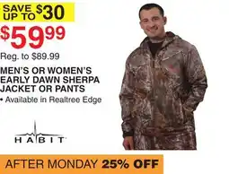 Dunham's Sports MEN'S OR WOMEN'S EARLY DAWN SHERPA JACKET OR PANTS offer