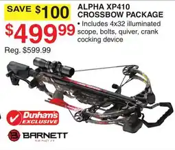 Dunham's Sports BARNETT ALPHA XP410 CROSSBOW PACKAGE offer