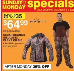 Dunham's Sports CEDAR BRANCH INSULATED PARKA OR BIB offer