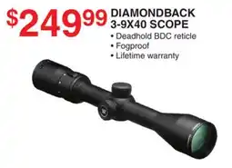 Dunham's Sports DIAMONDBACK 3-9X40 SCOPE offer