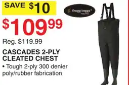 Dunham's Sports FROGG TOGGS CASCADES 2-PLY CLEATED CHEST offer