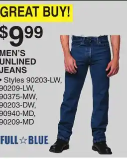 Dunham's Sports FULL BLUE MEN'S UNLINED JEANS offer