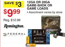 Dunham's Sports REMINGTON 12GA OR 20GA GAME-SHOK OR GAME LOADS offer