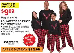 Dunham's Sports LOUNGE TOP OR PANTS FOR THE FAMILY offer