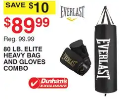 Dunham's Sports EVERLAST 80 LB. ELITE HEAVY BAG AND GLOVES COMBO offer