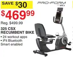 Dunham's Sports PRO-FORM 325 CSX RECUMBENT BIKE offer