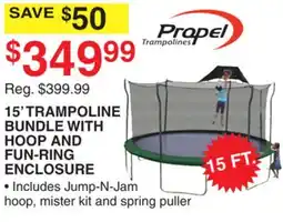 Dunham's Sports PROPEL 15' TRAMPOLINE BUNDLE WITH HOOP AND FUN-RING ENCLOSURE offer